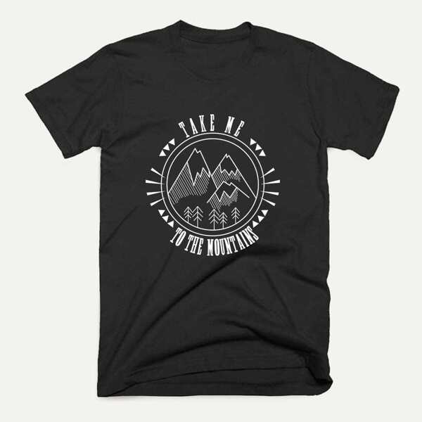 

Men Letter & Mountain Print Tee