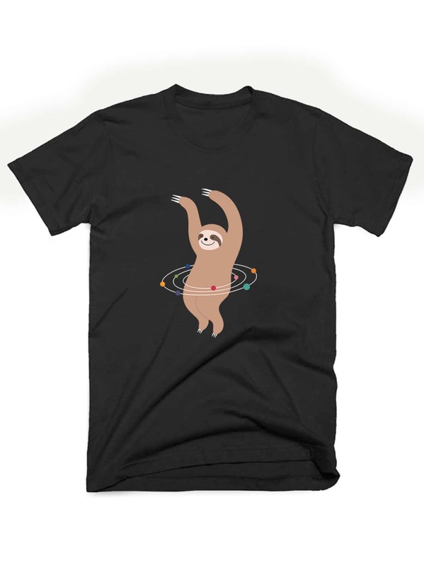 

Men Sloth Print Tee, Black
