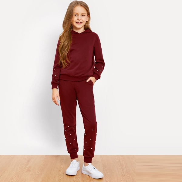 

Girls Pearls Beaded Hoodie & Sweat Pants Set