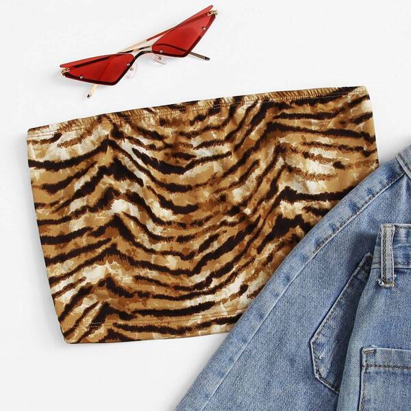 

Tiger Print Bandeau Top