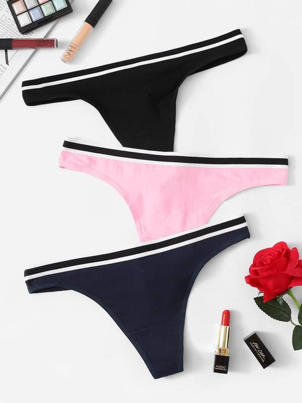 

Striped Trim Panty Set 3pack, Multicolor