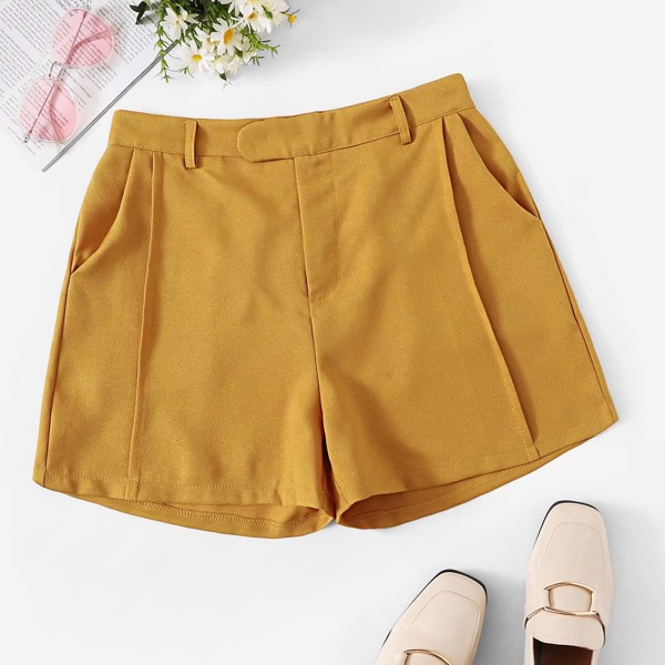 

Solid Pocket Side Shorts, Mustard yellow