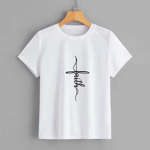 

Letter Print Tee, White