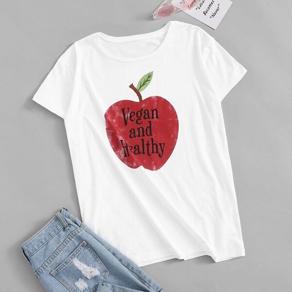 

Letter And Apple Print Tee