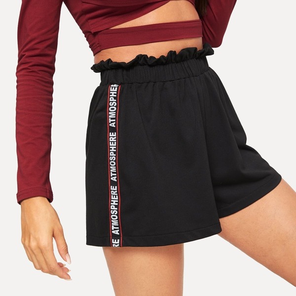 

Letter Tape Frill Trim Shorts