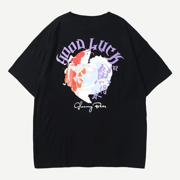 

Men Letter And Fish Print Tee