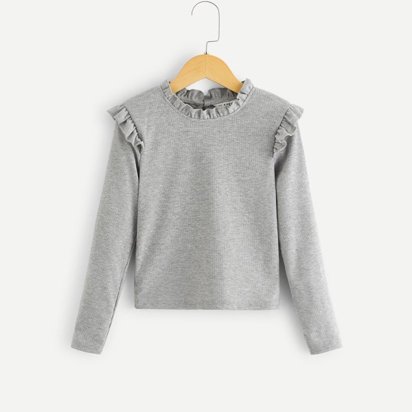 

Girls Frill Detail Rib-knit Tee