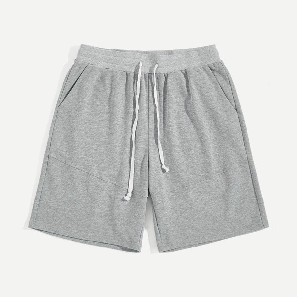 

Men Drawstring Waist Heathered Gray Shorts