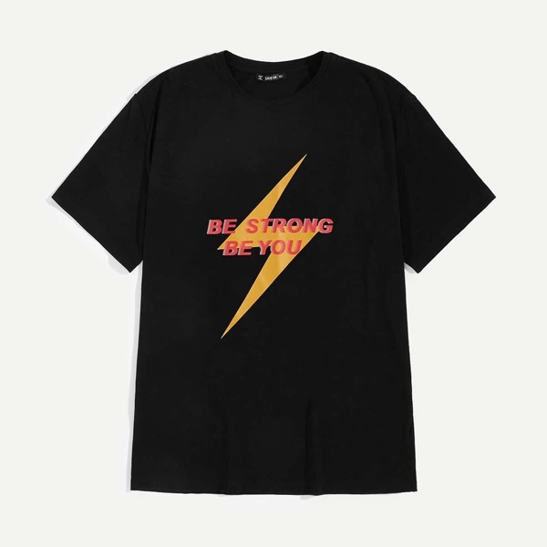 

Men Lighting and Letter Print Tee