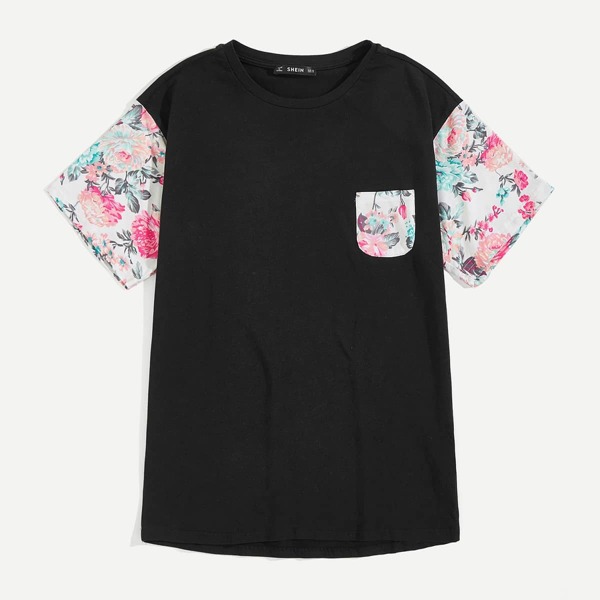 

Men Floral Pocket & Sleeve Tee