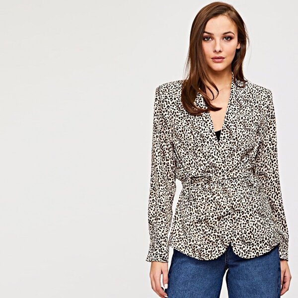 

Waist Belted Leopard Print Blazer
