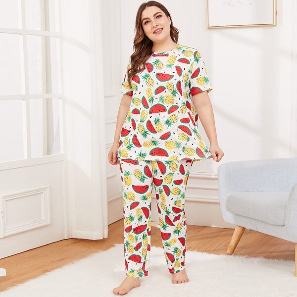 

Plus Pineapple & Watermelon Tee & Pants PJ Set