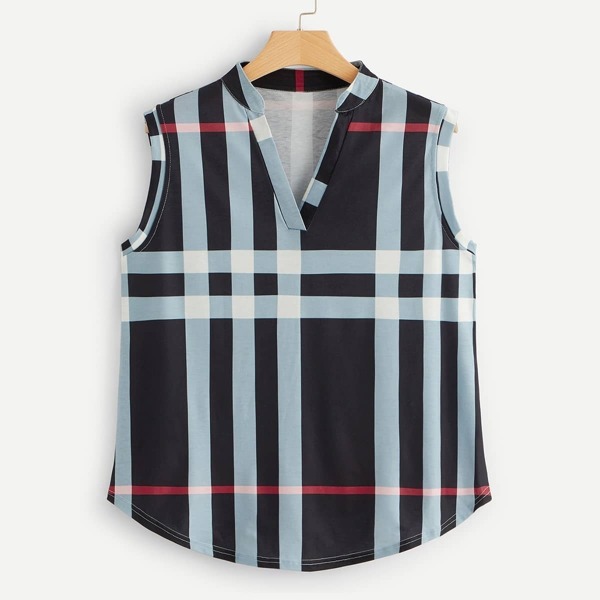 

Plus Plaid V-neck Tank Top