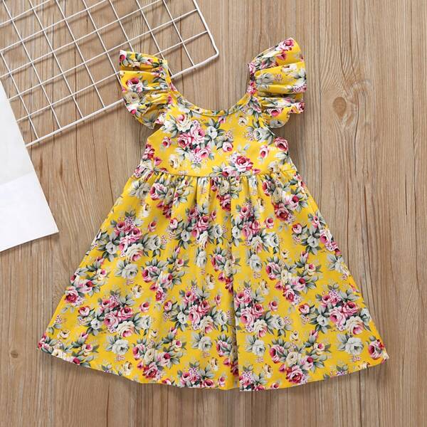

Toddler Girls Floral Print Ruffle Slip Dress
