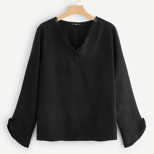 

Plus Lace Insert Solid Top