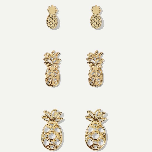 

Pineapple Shaped Stud Earrings 3pairs