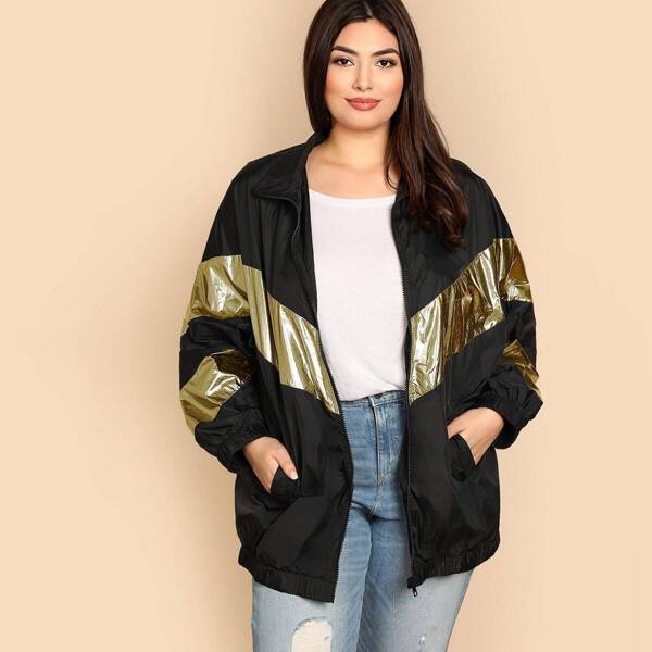 

Plus Metallic Panel Pocket Side Jacket