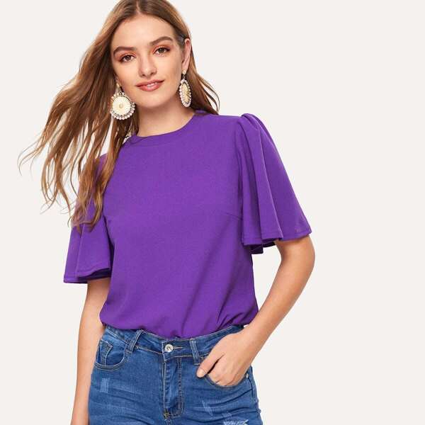 

Butterfly Sleeve Zip Back Top