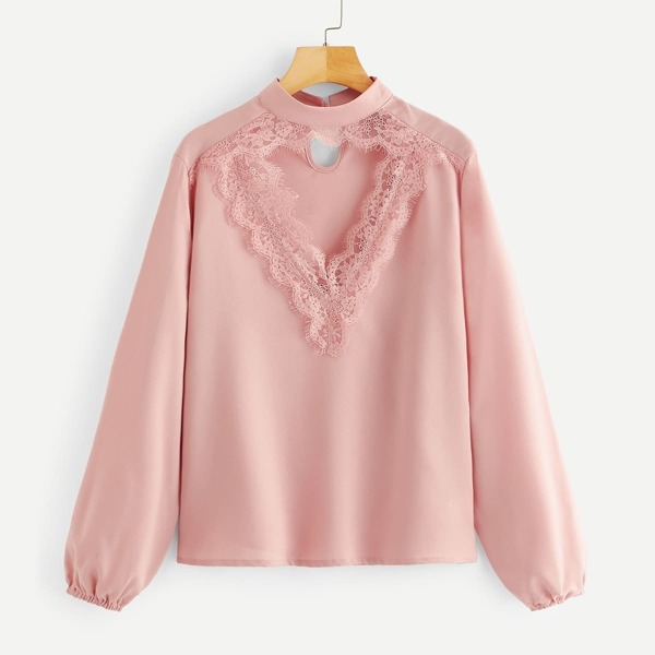 

Eyelash Lace Panel Cut Out Top