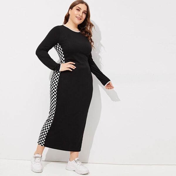 

Plus Checked Print Ringer Dress