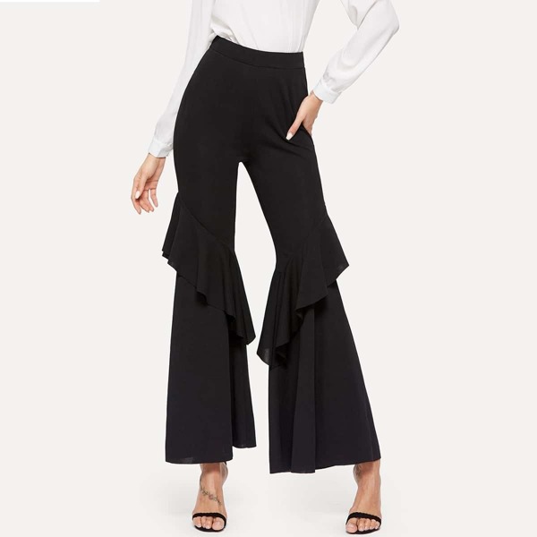 

Ruffle Trim Exaggerate Flare Leg Pants