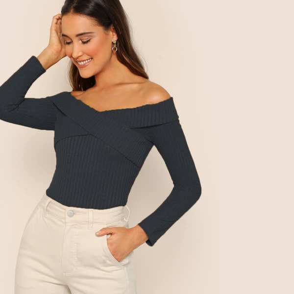 

Crisscross Fold Over Bardot Top