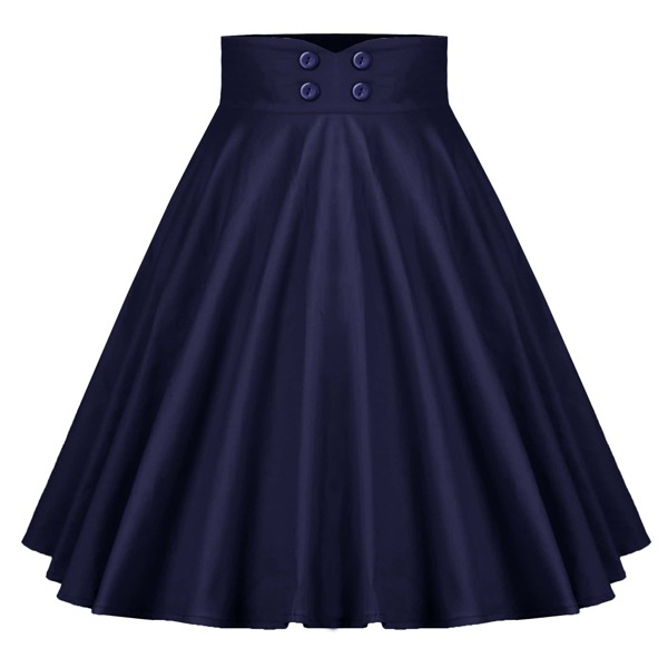 

50s Double Button Waist Flared Skirt