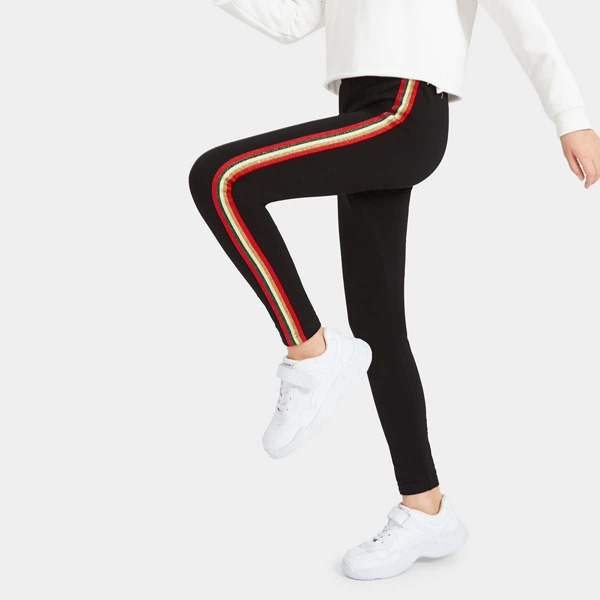 

Girls Striped Tape Side Leggings