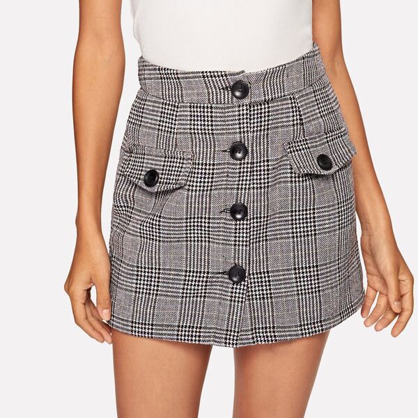 

Button Up Plaid Skirt