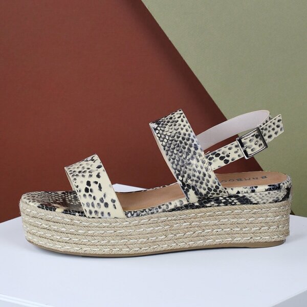 

Double Band Slingback Snake Flatform Sandals, Multicolor