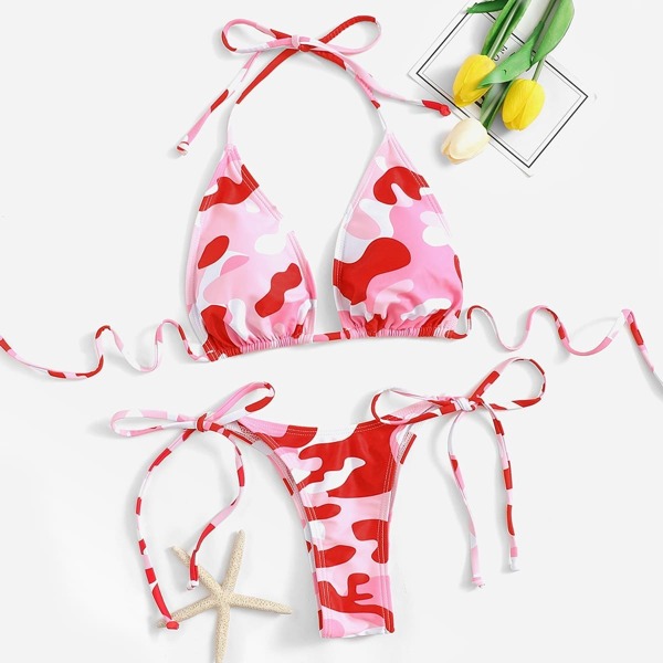 

Camouflage Halter Top With Tie Side Bikini