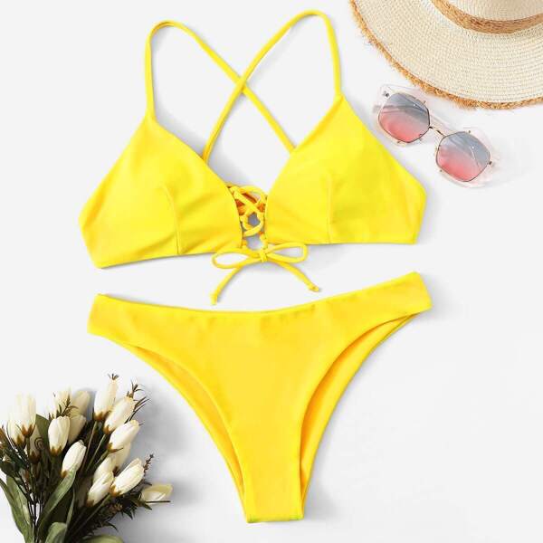 

Criss Cross Top With Cheeky Bikini Set