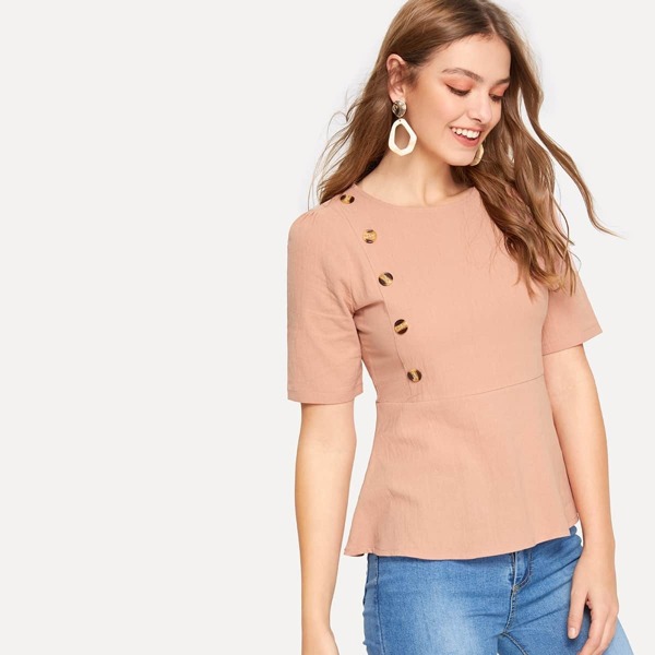 

Button Through Peplum Top