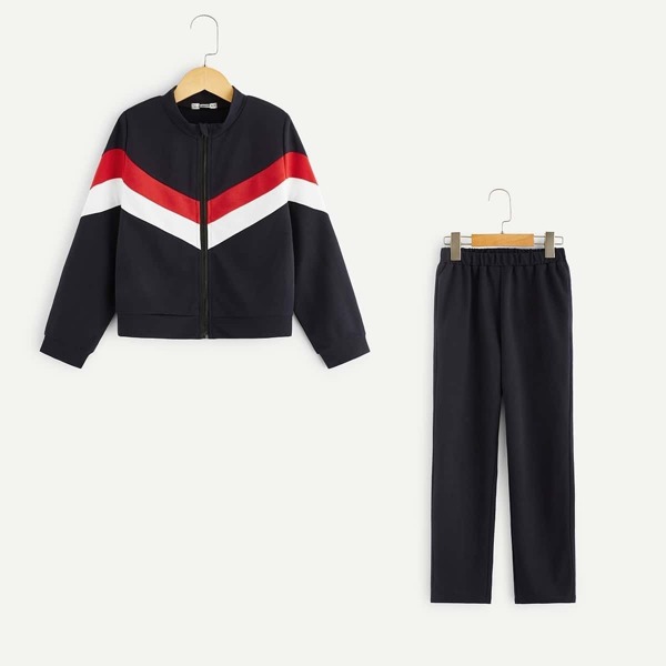 Girls Chevron Stripe Jacket & Pants Set
