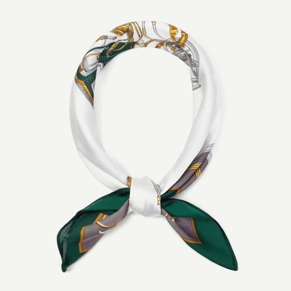 

Contrast Trim Carriage Pattern Bandana, Multicolor