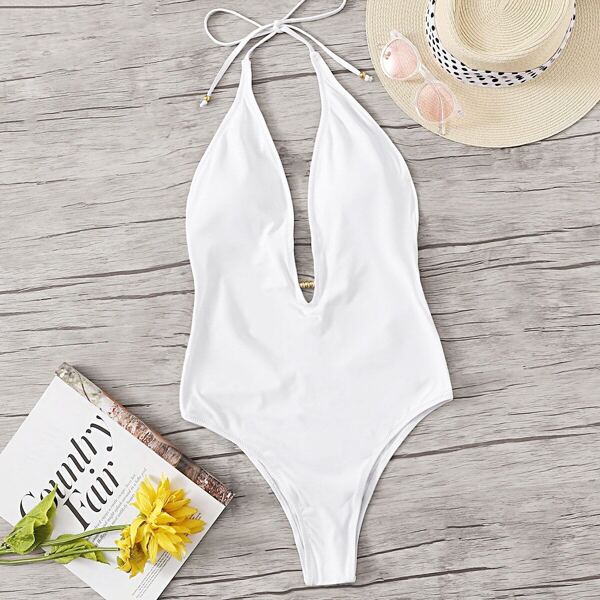 

Open Back Halter One Piece Swimwear