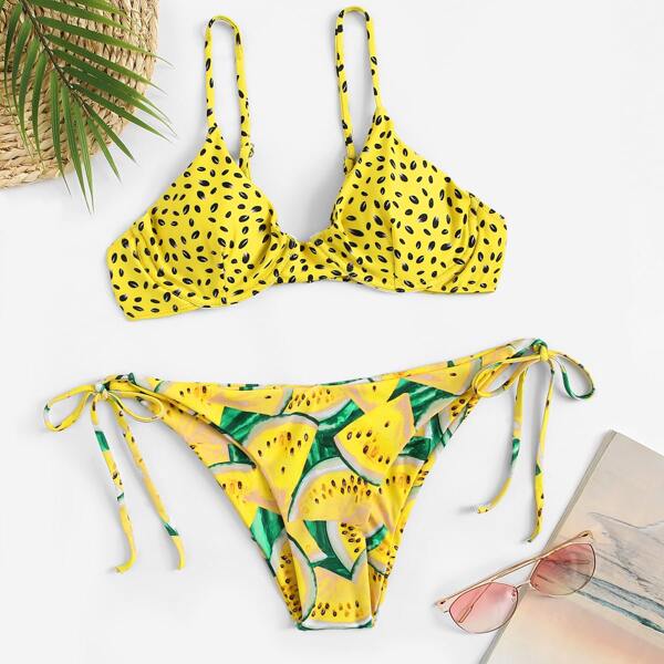

Random Watermelon Underwire Top With Tie Side Bikini