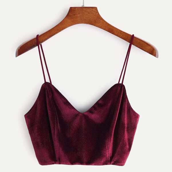 

Zip Back Solid Velvet Cami Top