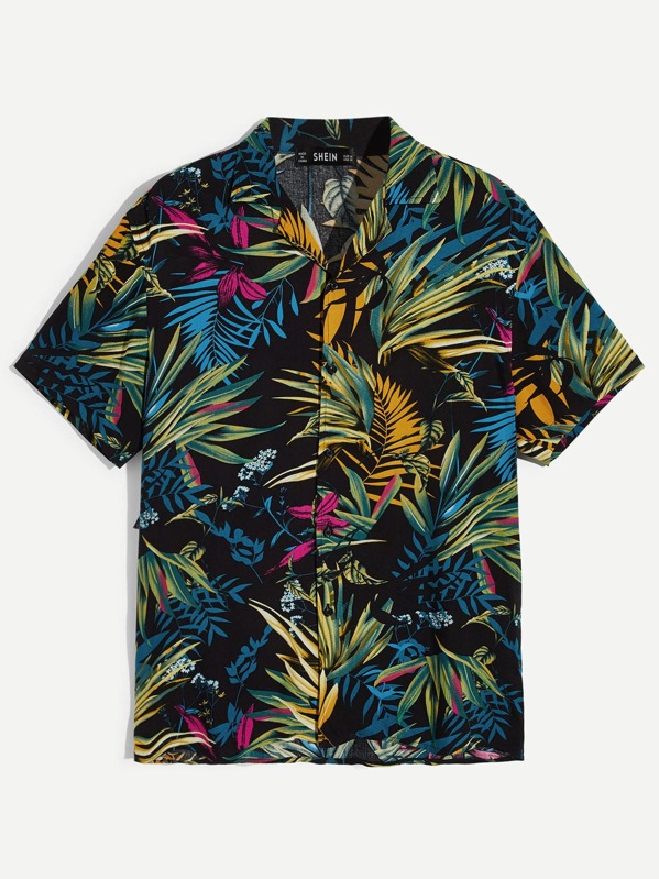 

Men Revere Collar Tropical Shirt, Multicolor