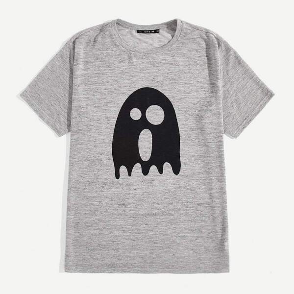 

Men Ghost Cartoon Print Tee