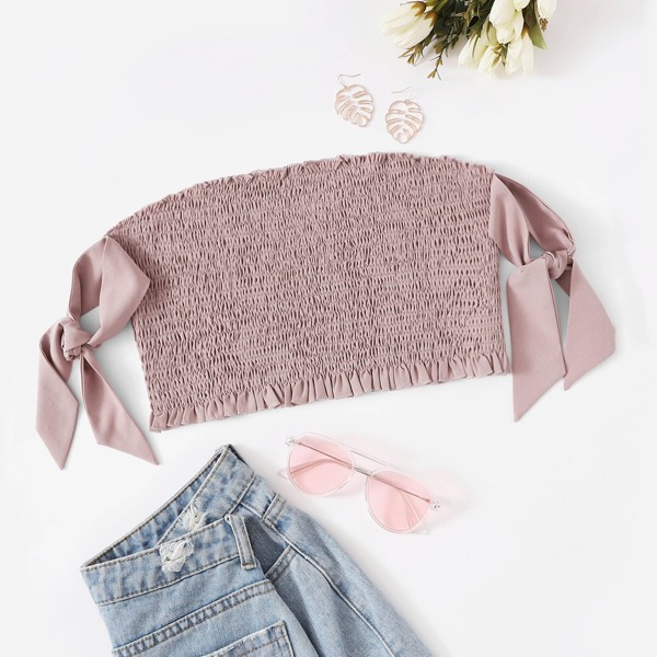 

Knot Side Off The Shoulder Top, Pink