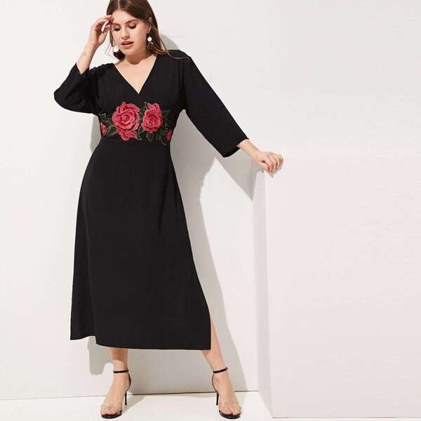 

Plus Embroidery Applique Dress