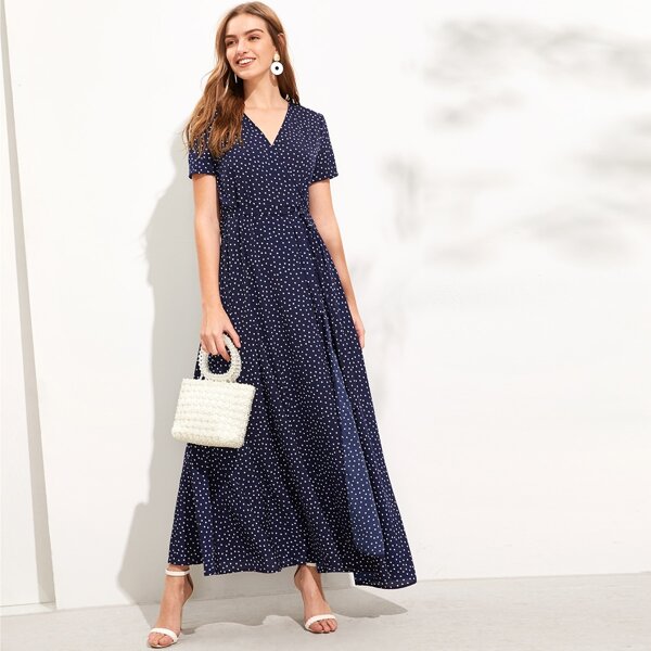 

Polka Dot Belted Wrap Dress