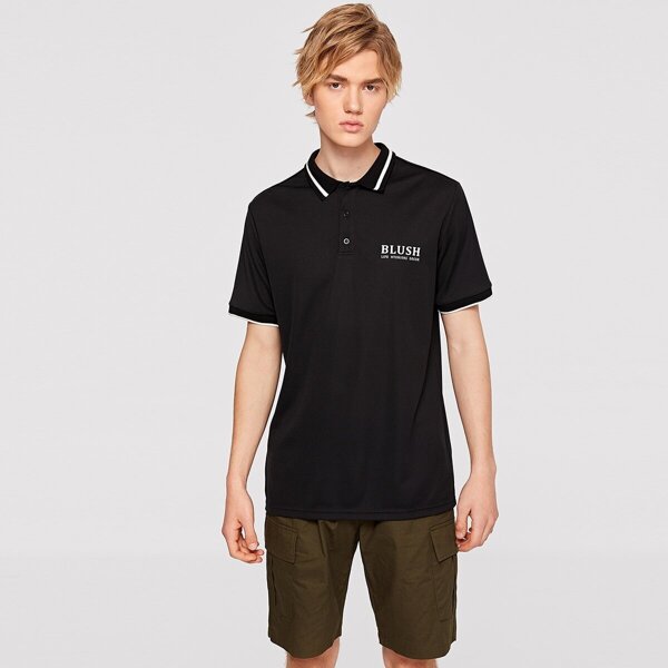 

Men Striped Collar Polo Shirt