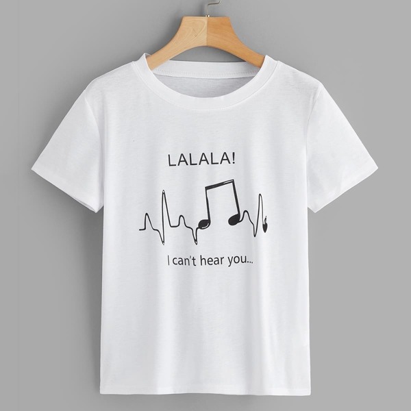 

Note & Letter Graphic Tee, White