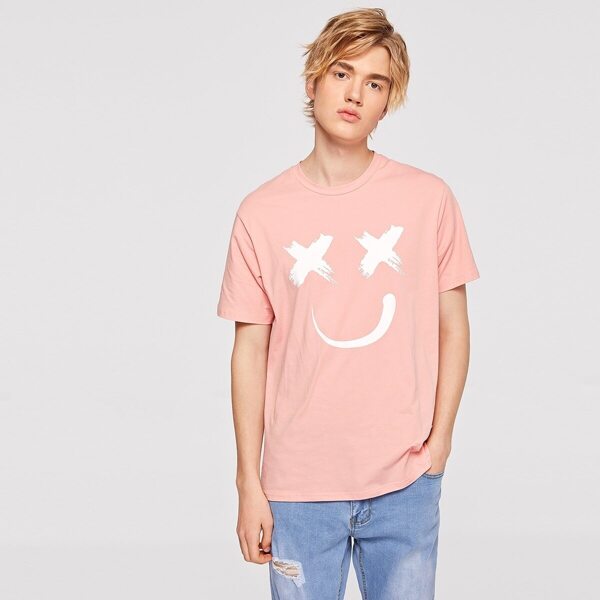 

Men Smile Facing Print T-shirt