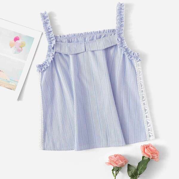 

Plus Lettuce Frill Striped Top