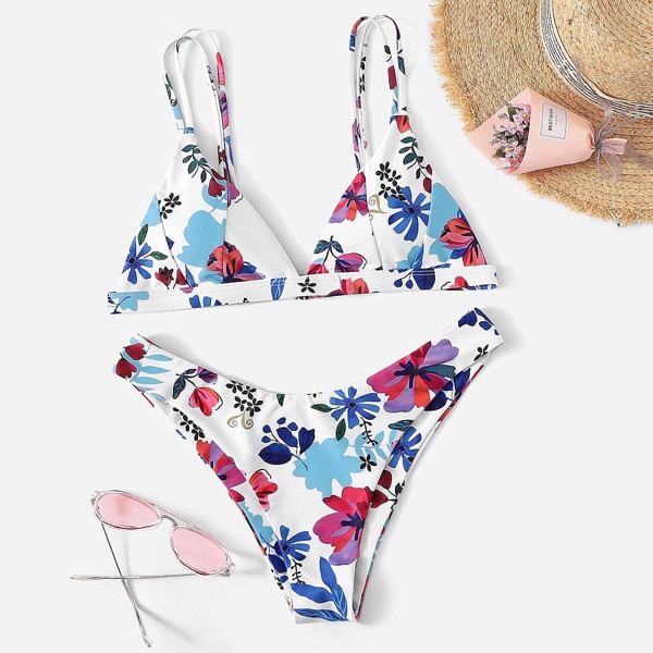 

Random Floral Triangle Top With High Cut Bikini