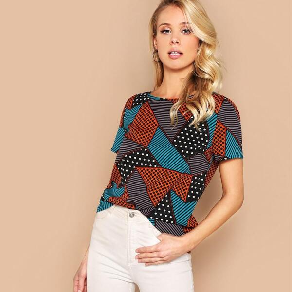 

Geo & Polka Dot Print Top