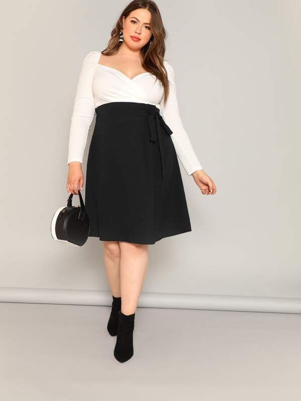 

Plus High Waist Tie Side Skirt, Black, Bailey Carr